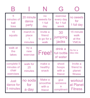 FITNESS BINGO Card