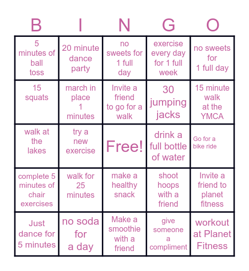 FITNESS BINGO Card