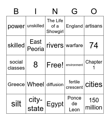 Ancient Civilizations Bingo Card