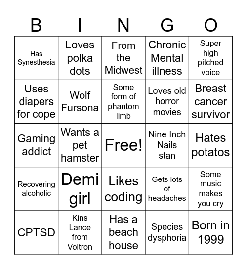 Leah's Bingo Card