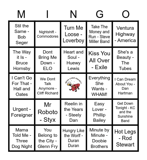 Ultimate Yacht Rock! Bingo Card