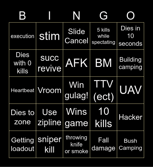 Fortnite Bingo Card