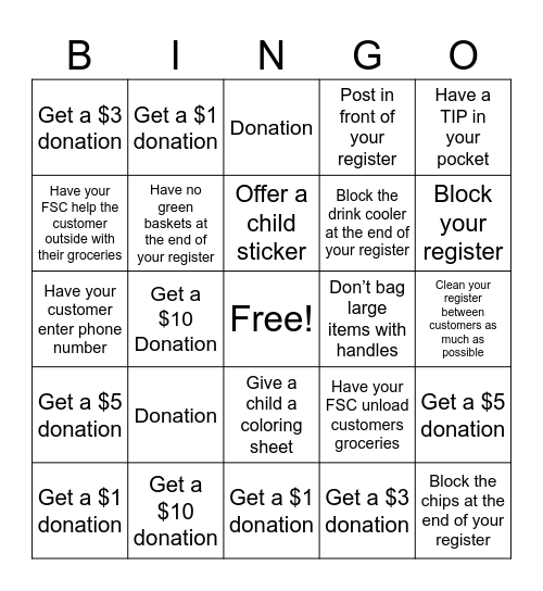 Publix Bingo Card
