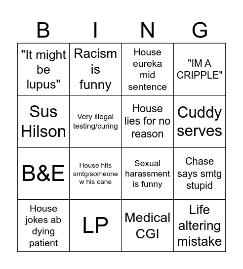 House Bingo Card