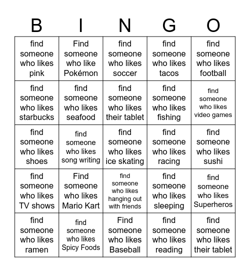 Find Someone Bingo Card