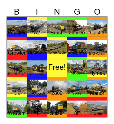 Guide to Tourist Railroads and Museums around England Bingo Card