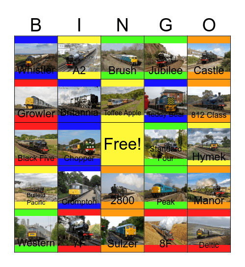 Guide to Tourist Railroads and Museums around England Bingo Card