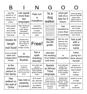 FIND SOMEONE WHO . . . Bingo Card
