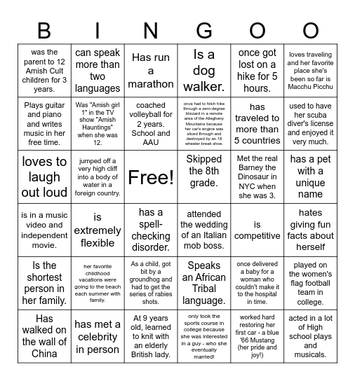 FIND SOMEONE WHO . . . Bingo Card