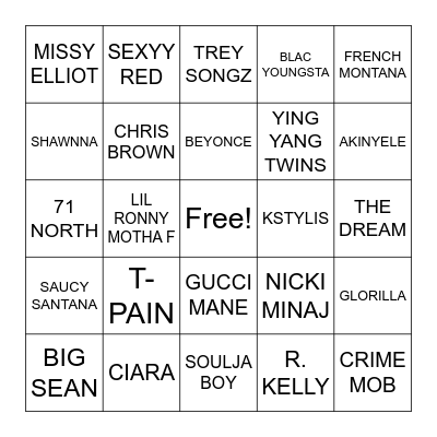 Booty Shake or Slow Wind Bingo Card