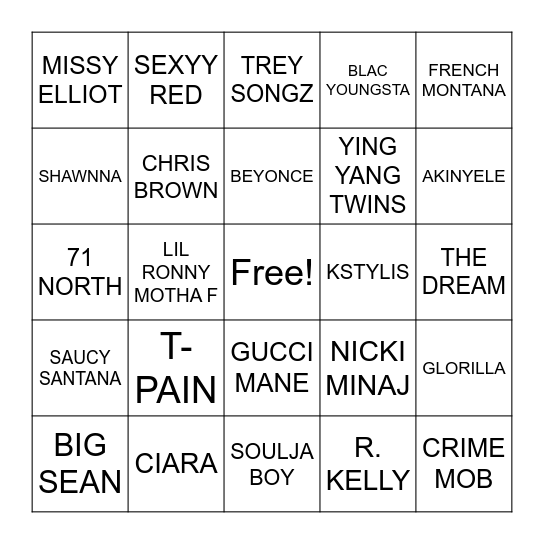 Booty Shake or Slow Wind Bingo Card