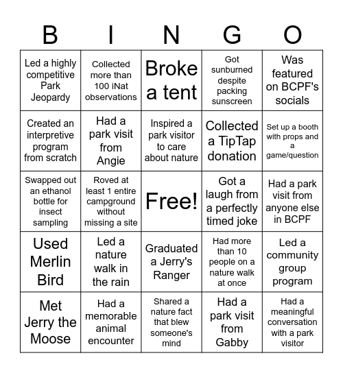 Discover Parks Ambassadors 2025! Bingo Card