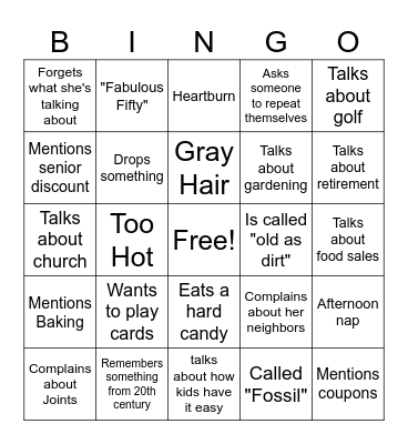 Old Lady Bingo Card