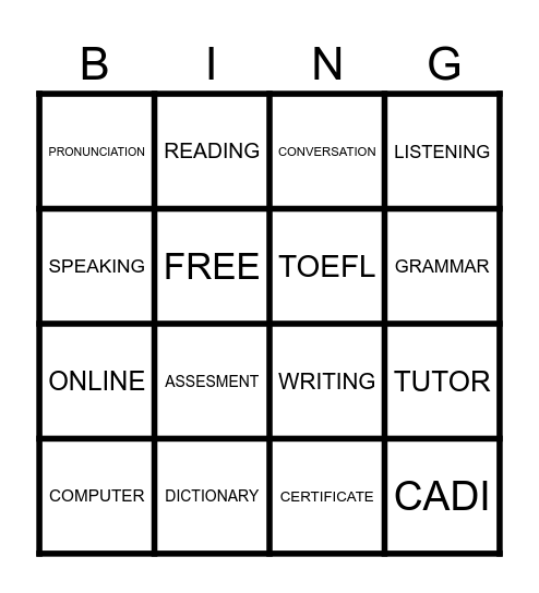MY FIRST VOCABULARY Bingo Card