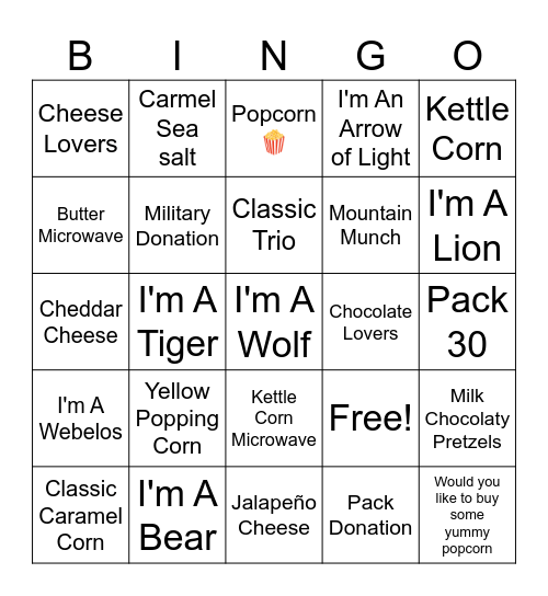 🍿 POPCORN 🍿 Bingo Card