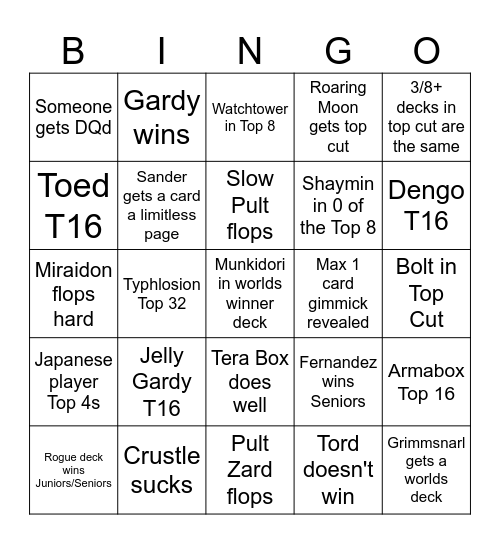 Worlds 2025 Bingo Card