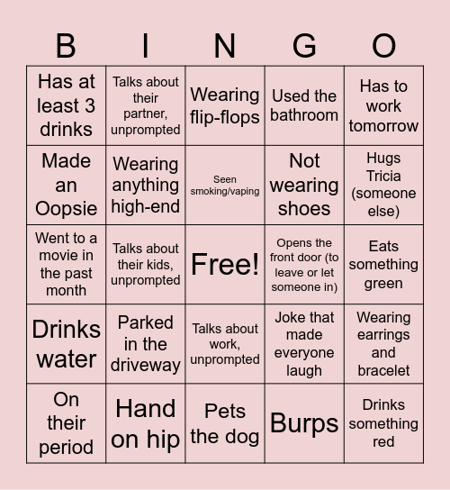Spot Check Bingo Card