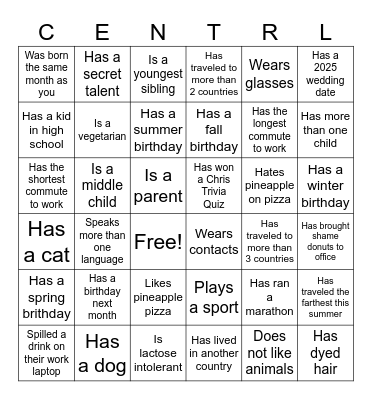 Find the Coworker Bingo Card
