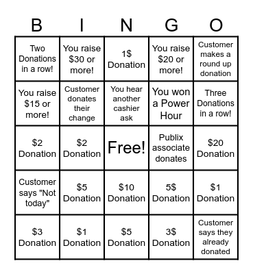 March of Dimes Bingo Card