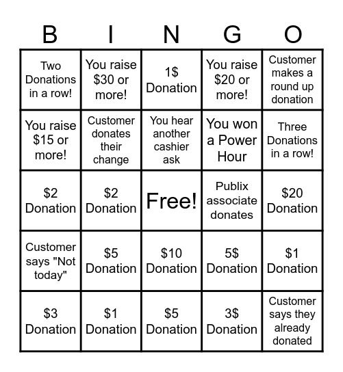 March of Dimes Bingo Card