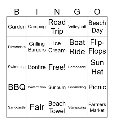 Summer Bingo Card