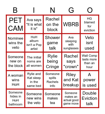 Week 6 Live Feeds Bingo Card