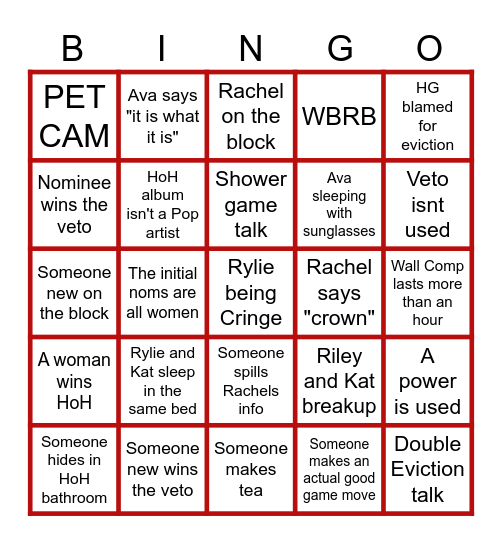 Week 6 Live Feeds Bingo Card