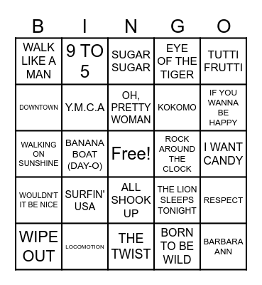 OLYPMUS RANCH MUSIC BINGO Card