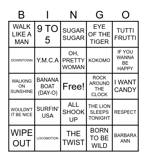 OLYPMUS RANCH MUSIC BINGO Card