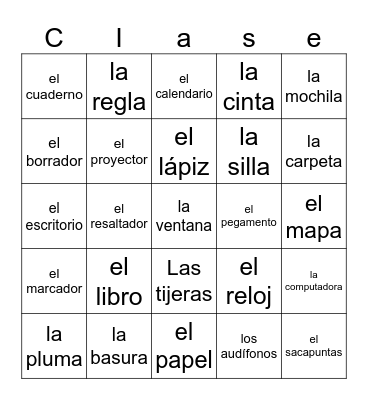 La Clase Bingo Card