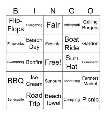 Summer Bingo Card