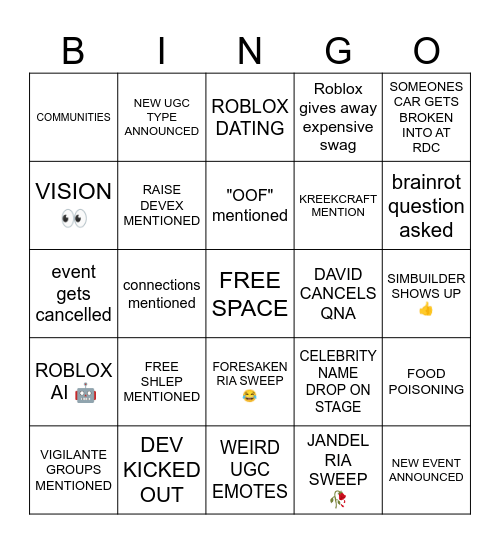 RDC 2025 BINGO Card
