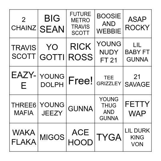 IN THE TRAP Bingo Card