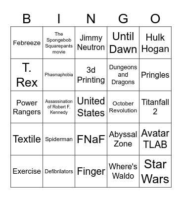 Wiki With Stephen Bingo Card