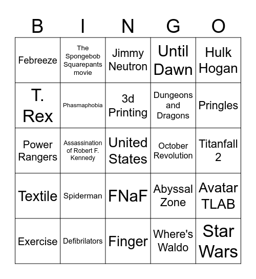 Wiki With Stephen Bingo Card