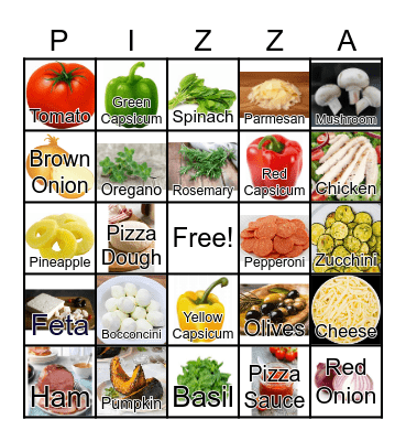 Pizza Bingo Card