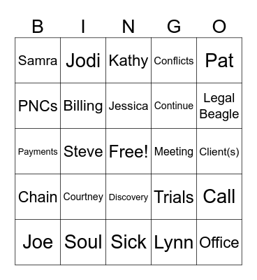 FIRM MEETING FRIDAY BINGO Card