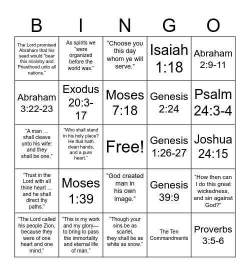 Old Testament DM Bingo Card