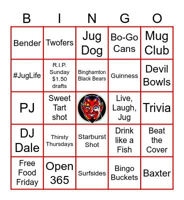 JUG BINGO Card