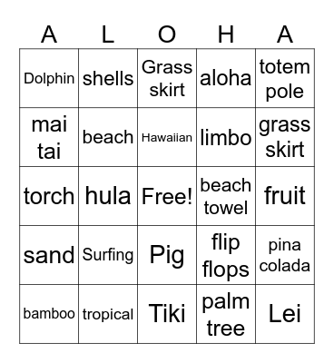 LUAU Bingo Card