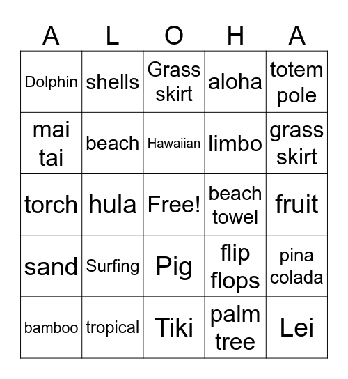 LUAU Bingo Card
