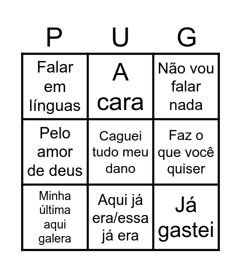 Reclamações do Cheruba Bingo Card