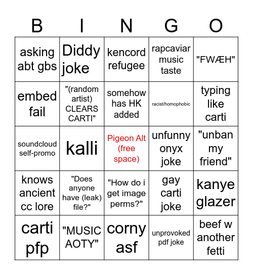 FETTI BINGO Card
