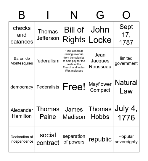 APGOPO 1.1  Ideals of Democracy Bingo Card
