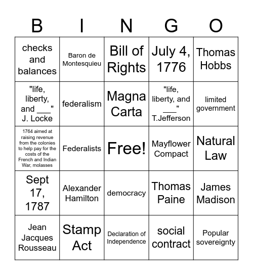 APGOPO 1.1  Ideals of Democracy Bingo Card
