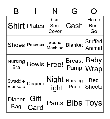 Baby Bingo Card