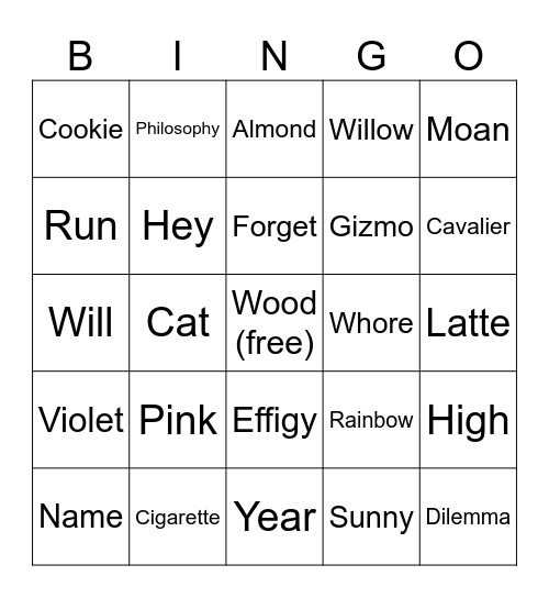 TS12 Bingo Card