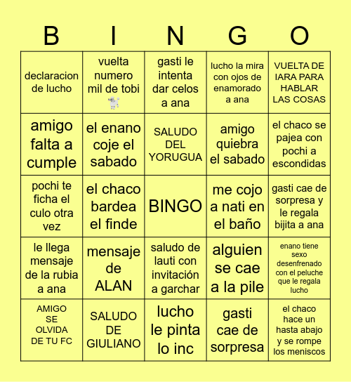 Cumpleaños Anastachadsia Bingo Card