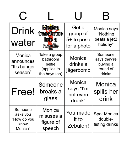 Monica Turns 30 Bingo Card