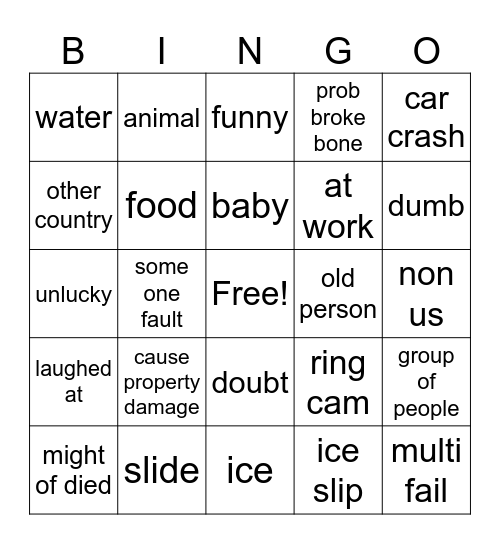 fail comp Bingo Card